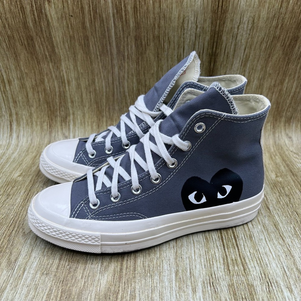 Comme des Garcons Play x Converse High Top Women's 8 Grey Black Heart 171847C - Picture 3 of 10